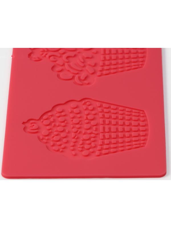 Силиконовый коврик для айсинга Доляна «Пироженки», 37,5×8×0,1 см, цвет розовый