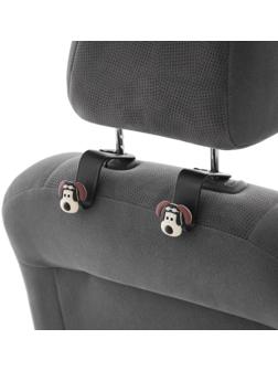 Крючок на подголовник с собакой, набор 2 шт, черный