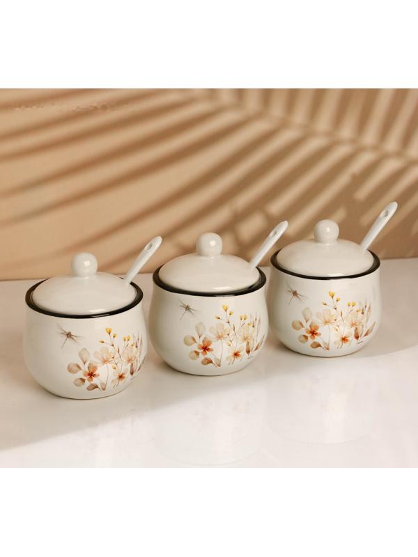 Набор банок для специй «Цветы», 200 мл, 3 шт