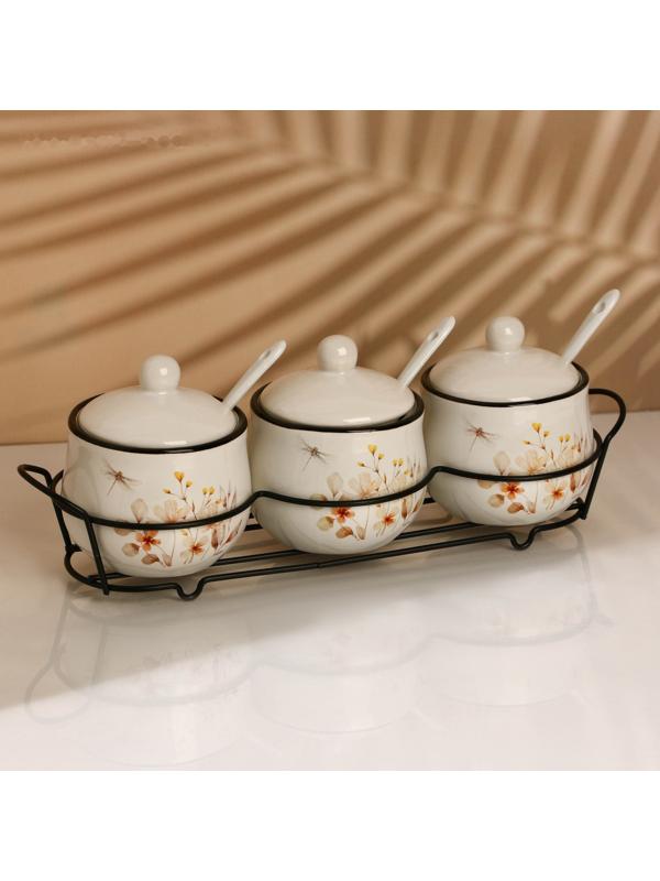 Набор банок для специй «Цветы», 200 мл, 3 шт