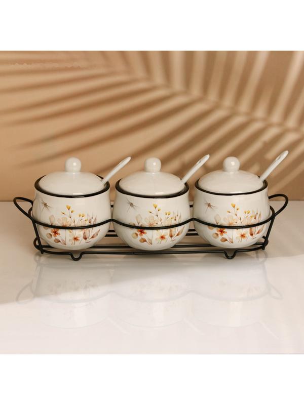 Набор банок для специй «Цветы», 200 мл, 3 шт