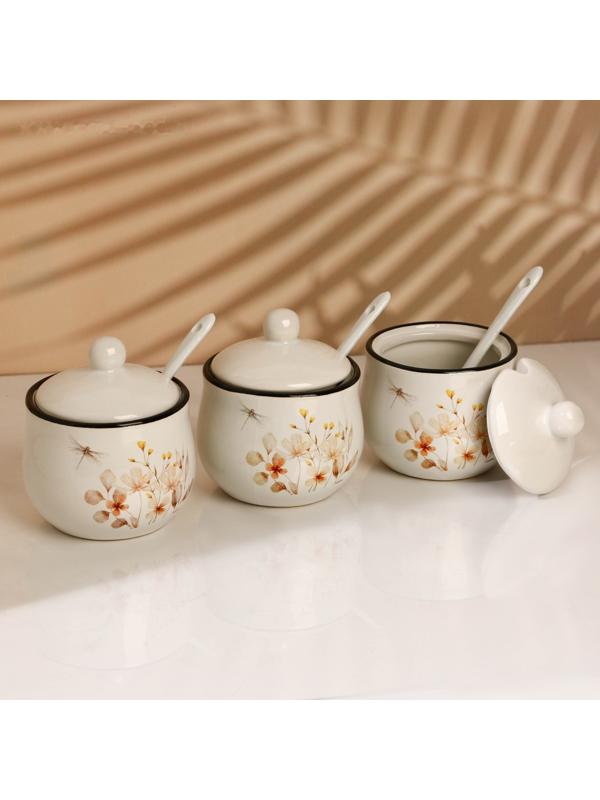 Набор банок для специй «Цветы», 200 мл, 3 шт