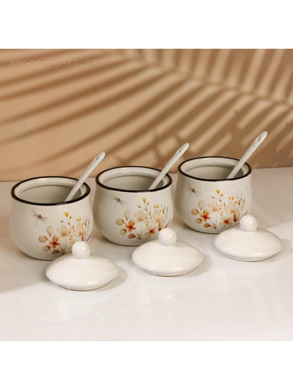 Набор банок для специй «Цветы», 200 мл, 3 шт