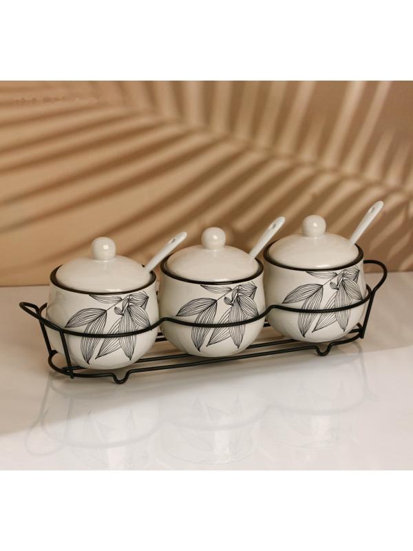 Набор банок для специй «Листья», 200 мл, 3 шт