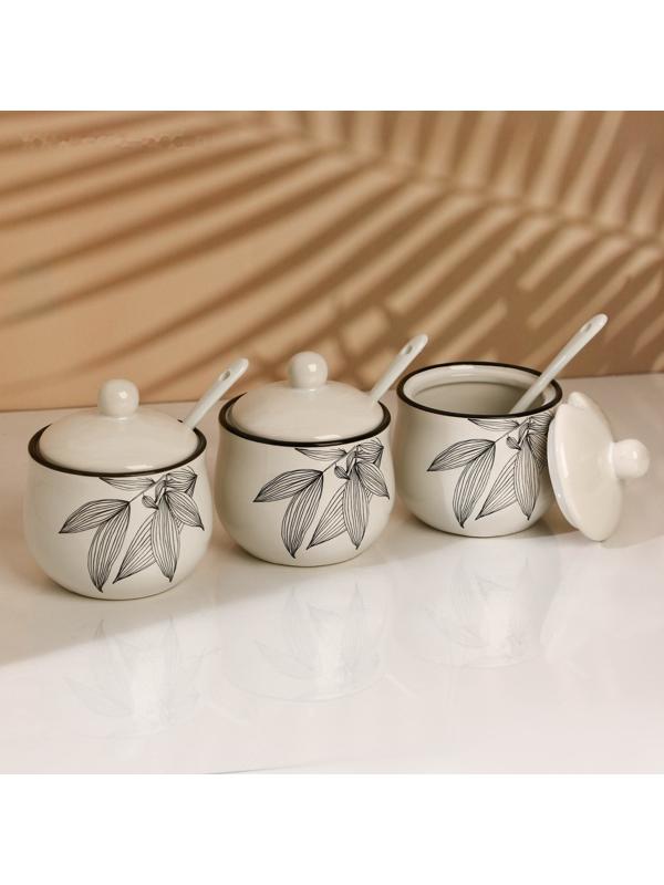 Набор банок для специй «Листья», 200 мл, 3 шт