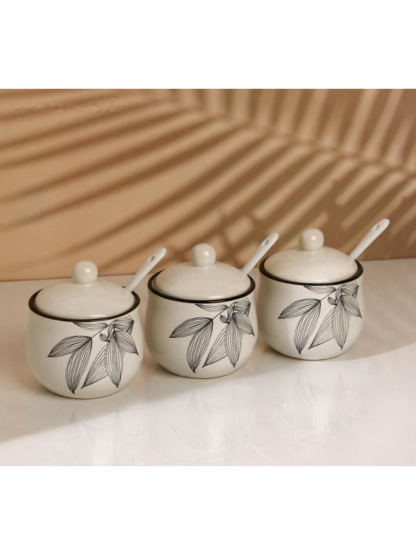 Набор банок для специй «Листья», 200 мл, 3 шт