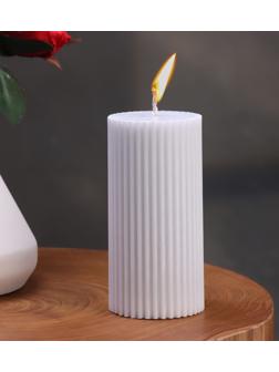 Свеча-цилиндр с гранями,5х10 см, пальмовый воск, серая, 6 ч