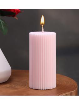 Свеча-цилиндр с гранями,5х10 см, пальмовый воск, светло-розовая, 6 ч