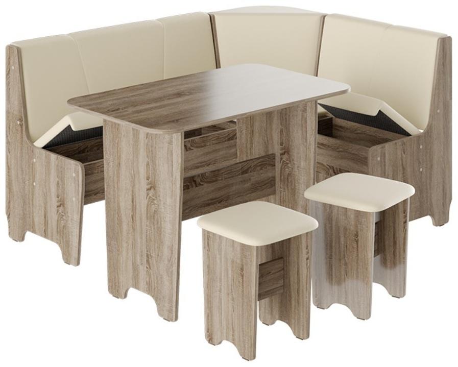 Кухонный уголок со столом Техас Исп-1, Дуб Сонома трюфель/Экокожа бежевая