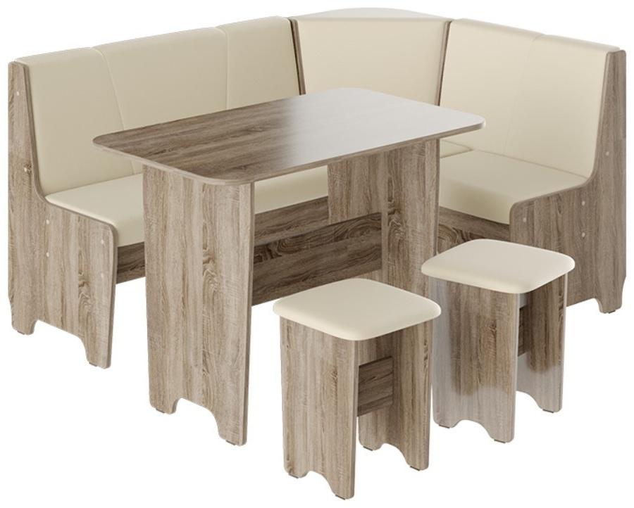 Кухонный уголок со столом Техас Исп-1, Дуб Сонома трюфель/Экокожа бежевая