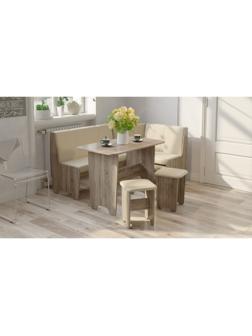 Кухонный уголок со столом Техас Исп-1, Дуб Сонома трюфель/Экокожа бежевая