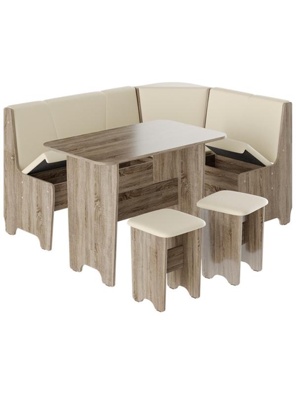 Кухонный уголок со столом Техас Исп-1, Дуб Сонома трюфель/Экокожа бежевая