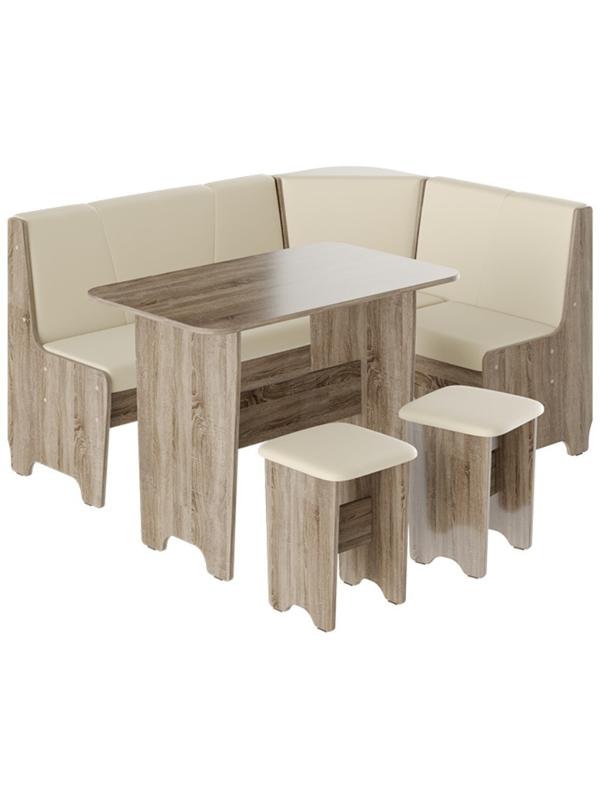 Кухонный уголок со столом Техас Исп-1, Дуб Сонома трюфель/Экокожа бежевая