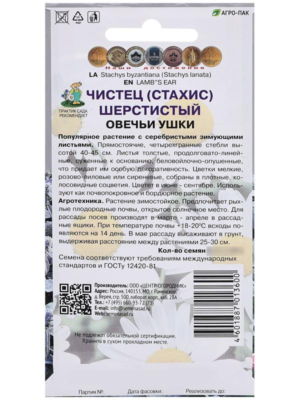 Семена цветов Чистец шерстистый 