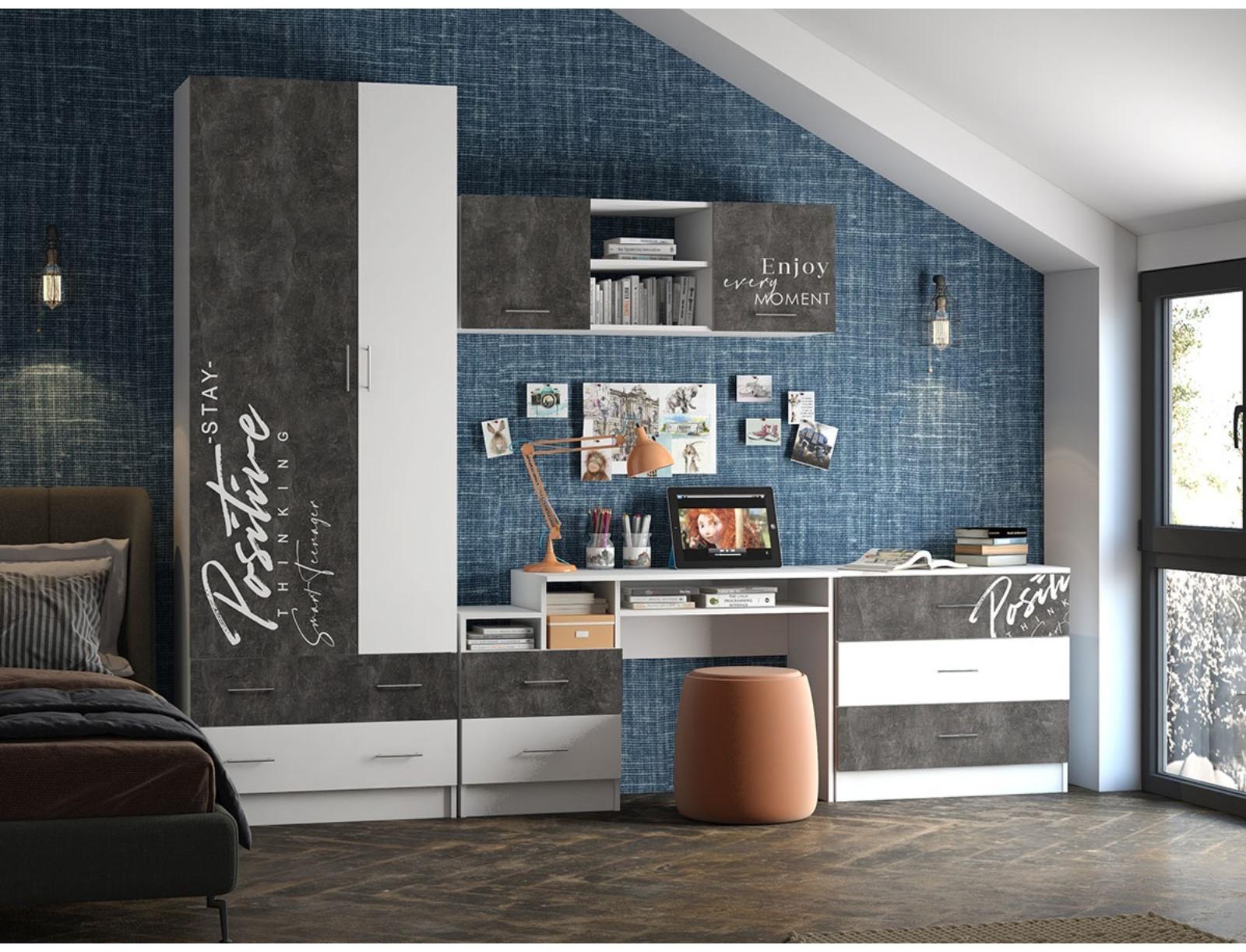 Полка навесная Вега Позитив, 1200х400х400, Белый/Бетон темный