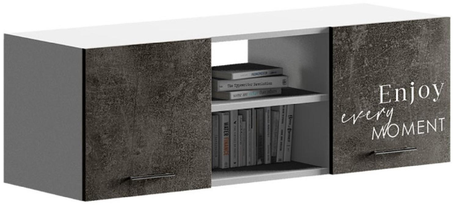 Полка навесная Вега Позитив, 1200х400х400, Белый/Бетон темный