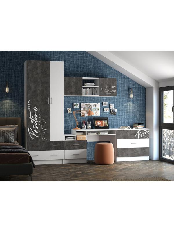 Полка навесная Вега Позитив, 1200х400х400, Белый/Бетон темный