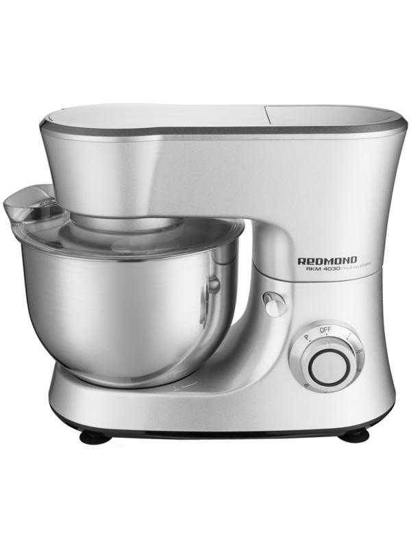 Кухонная машина REDMOND RKM-4030, 1200 Вт, 5 л, 6 скоростей, 3 насадки, серебристая
