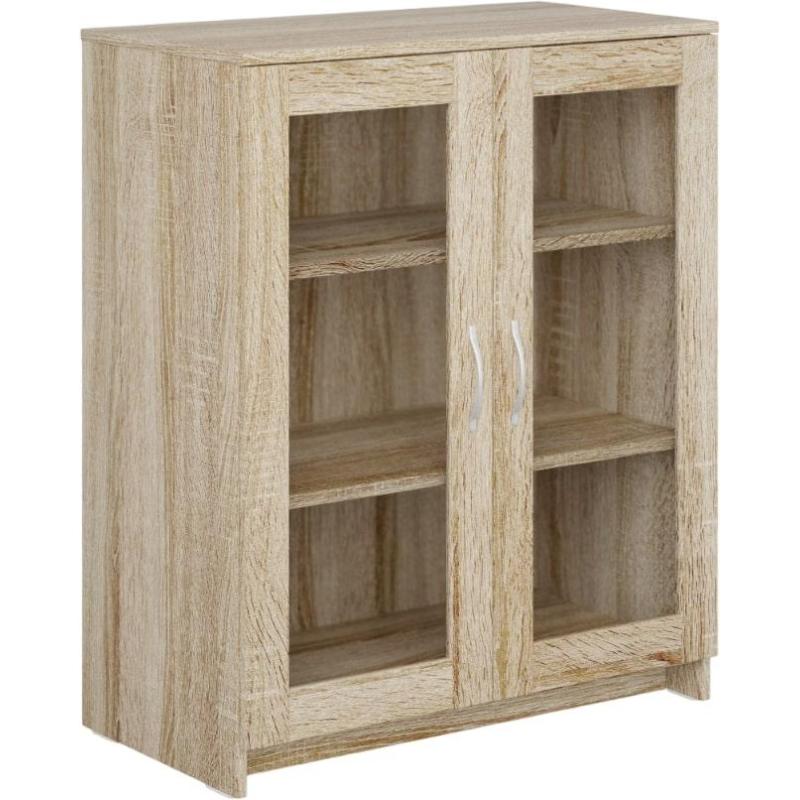 Тумба ШС_Сириус 2 двери со стеклом 78х95 дуб сонома