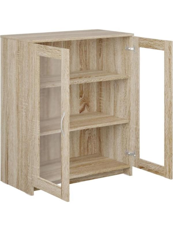 Тумба ШС_Сириус 2 двери со стеклом 78х95 дуб сонома