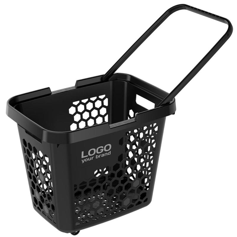 Корзина-тележка EVR_TECHNO XL пластиковая с 1 черной пл. ручкой, 80л черная