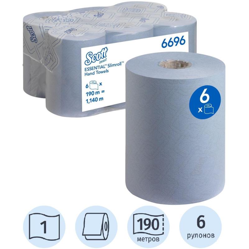 Полотенца бумажные д/дисп KK Scott Essential 190м 1сл синий 6рул/уп 6696