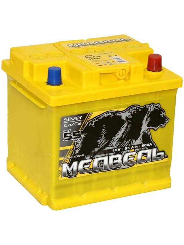 Аккумуляторная батарея Медведь Silver Ca/Ca 55 Ач, обратная полярность, куб