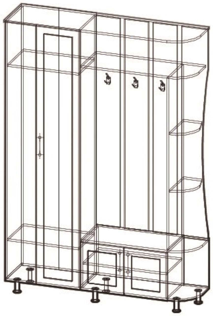 Прихожая Ксения -1 левая, 2150х1500х385, Венге/Дуб молочный