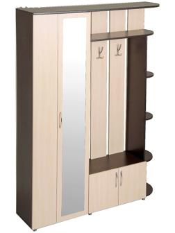 Прихожая Ксения -1 левая, 2150х1500х385, Венге/Дуб молочный