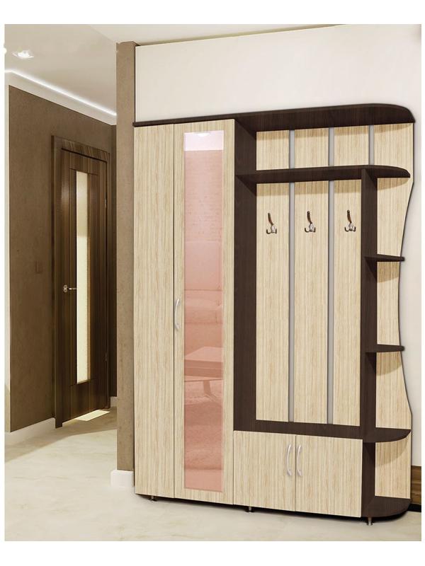 Прихожая Ксения -1 левая, 2150х1500х385, Венге/Дуб молочный