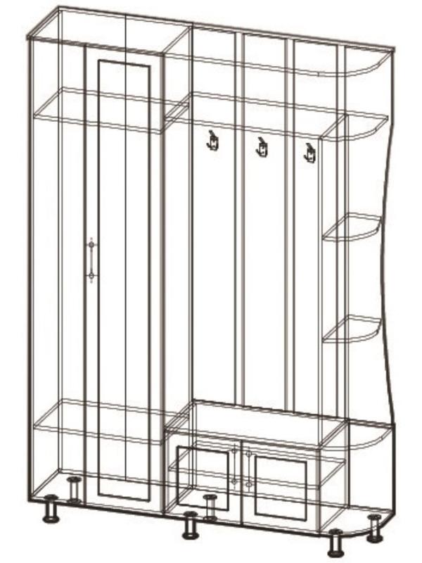 Прихожая Ксения -1 левая, 2150х1500х385, Венге/Дуб молочный