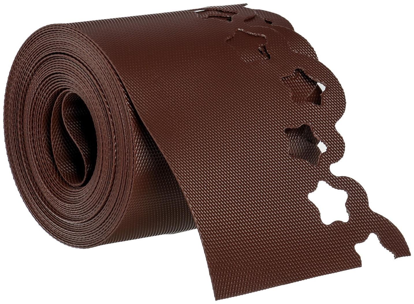 Лента бордюрная, 0.15 × 9 м, толщина 1.2 мм, пластиковая, фигурная, коричневая