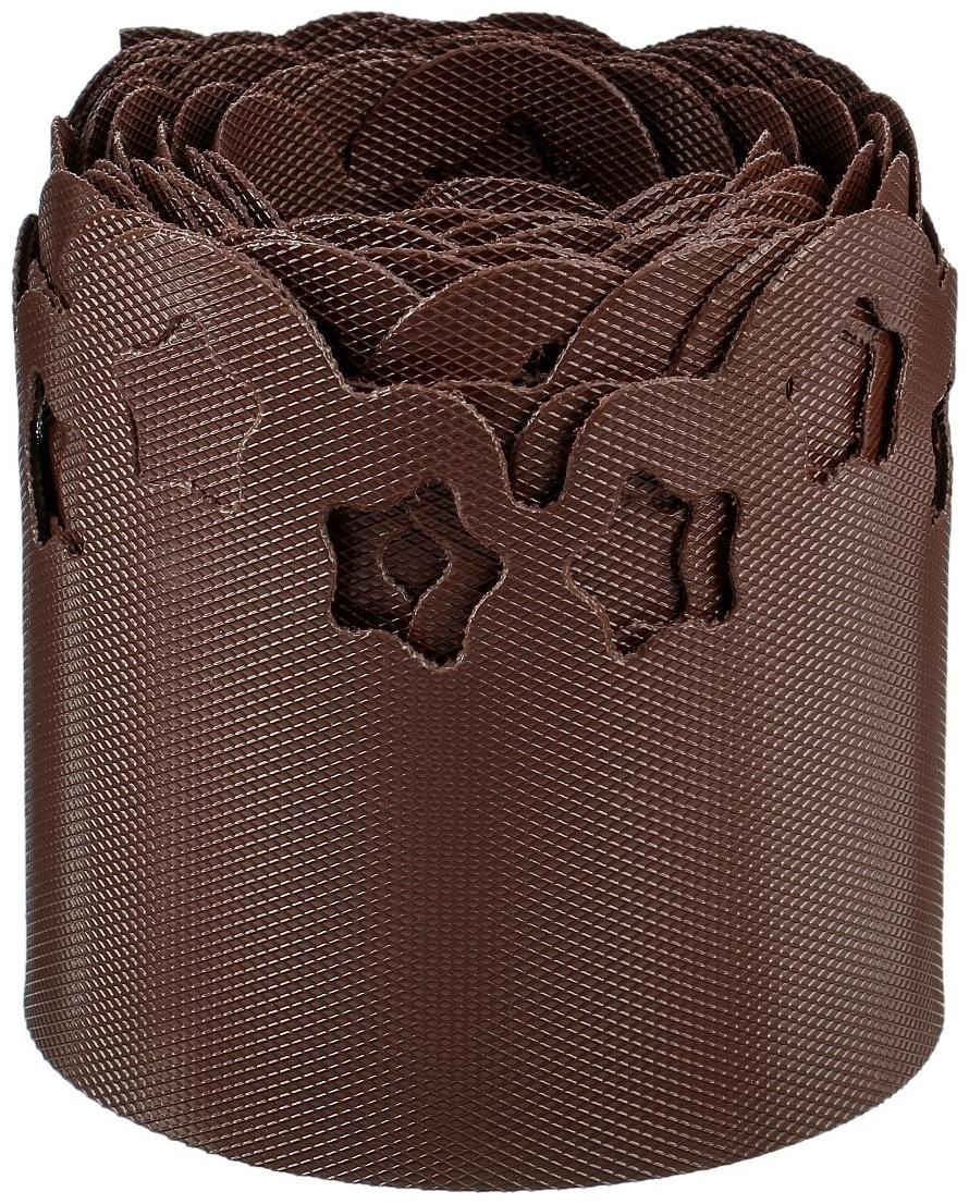 Лента бордюрная, 0.15 × 9 м, толщина 1.2 мм, пластиковая, фигурная, коричневая