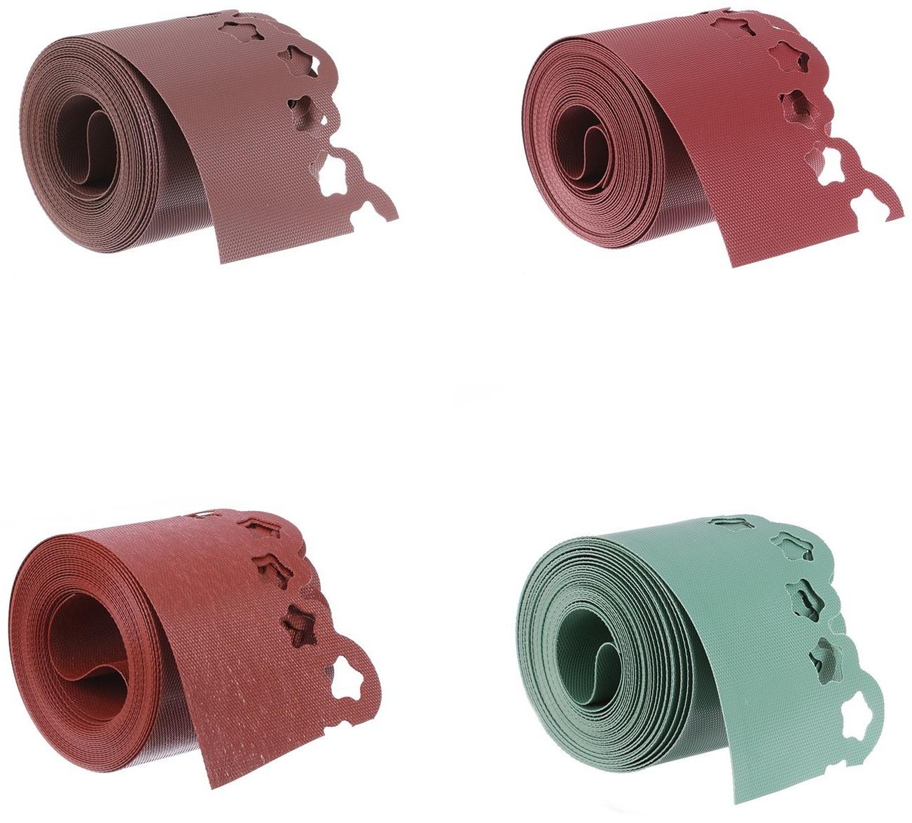 Лента бордюрная, 0.15 × 9 м, толщина 1.2 мм, пластиковая, фигурная, коричневая