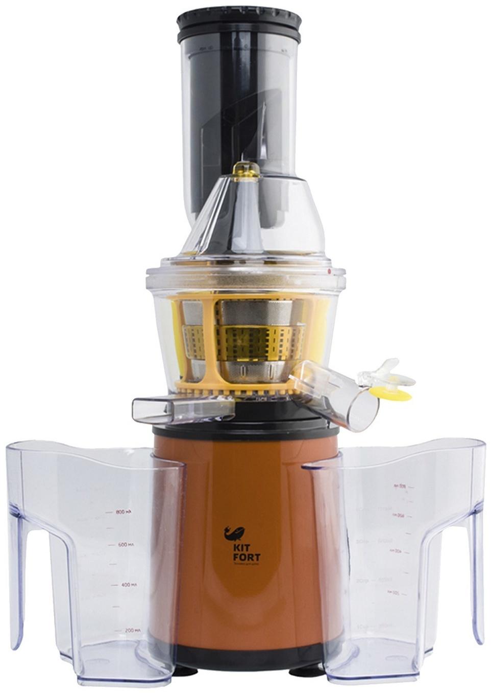 Соковыжималка Kitfort КТ-1102-1, шнековая, 150 Вт, 60-70 об/мин, оранжевая