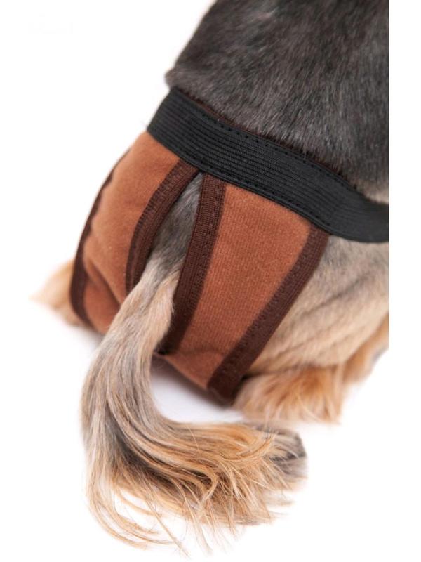 Трусы для собак многоразовые, S (обхват талии 28-44 см, глубина 29 см), коричневые