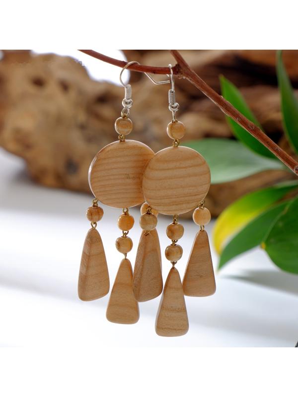 Серьги ручная работа, деревянные 