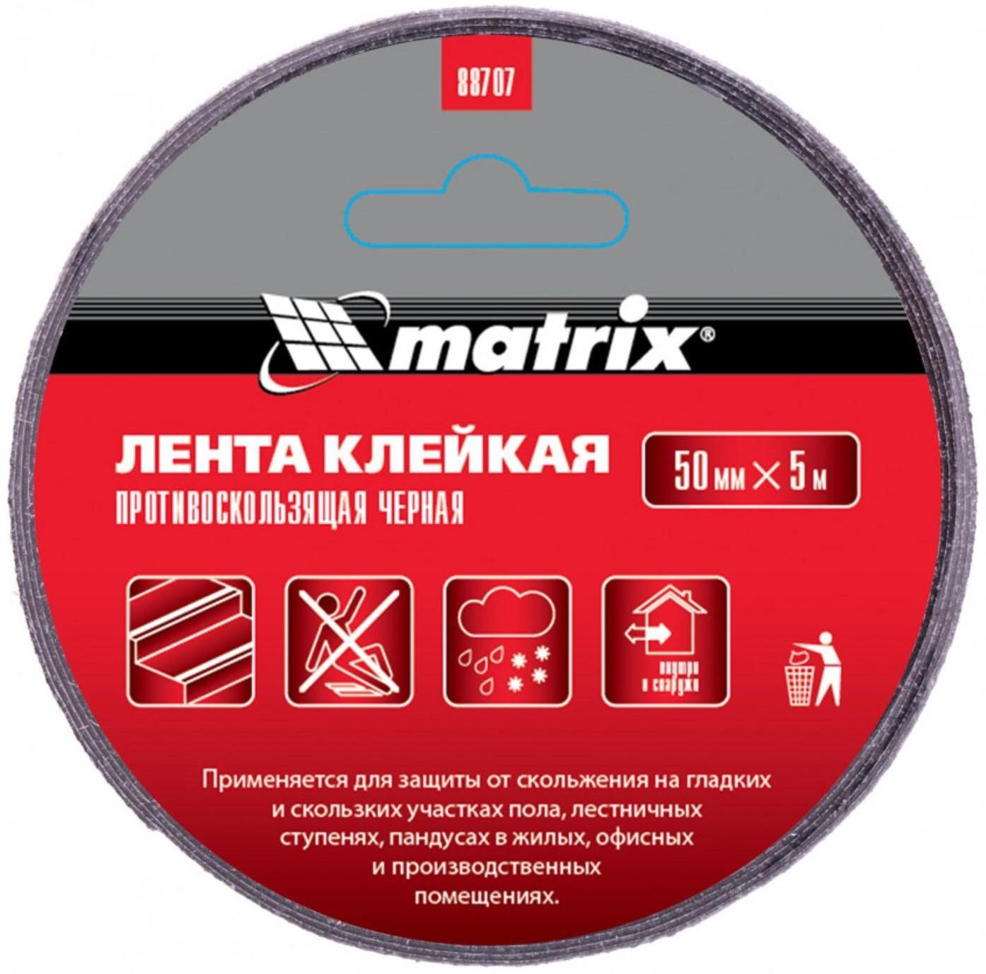 Лента клейкая MATRIX 88707, противоскользящая, черная, 50 мм х 5 м