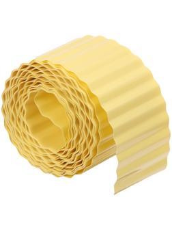 Лента бордюрная, 0.1 × 9 м, толщина 0.6 мм, пластиковая, гофра, жёлтая