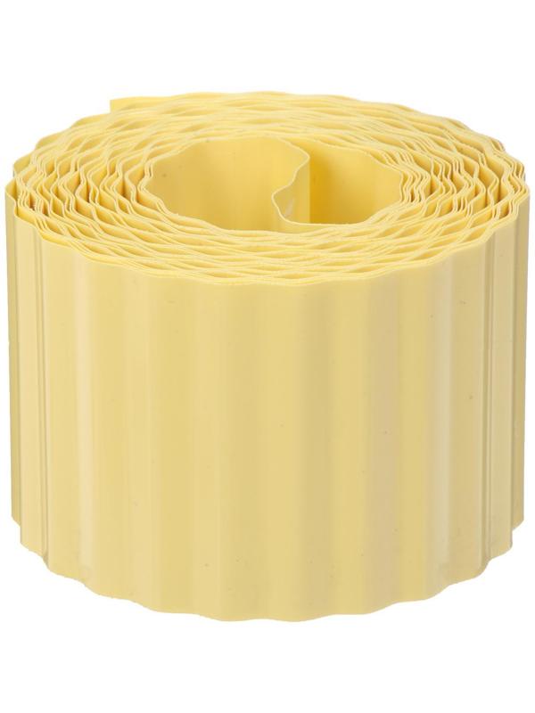 Лента бордюрная, 0.1 × 9 м, толщина 0.6 мм, пластиковая, гофра, жёлтая