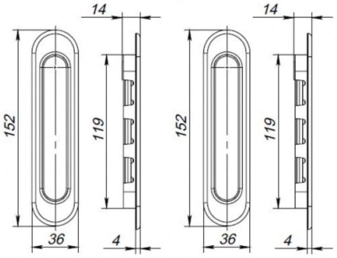 Ручки для раздвижных дверей Soft LINE SL-010 CP