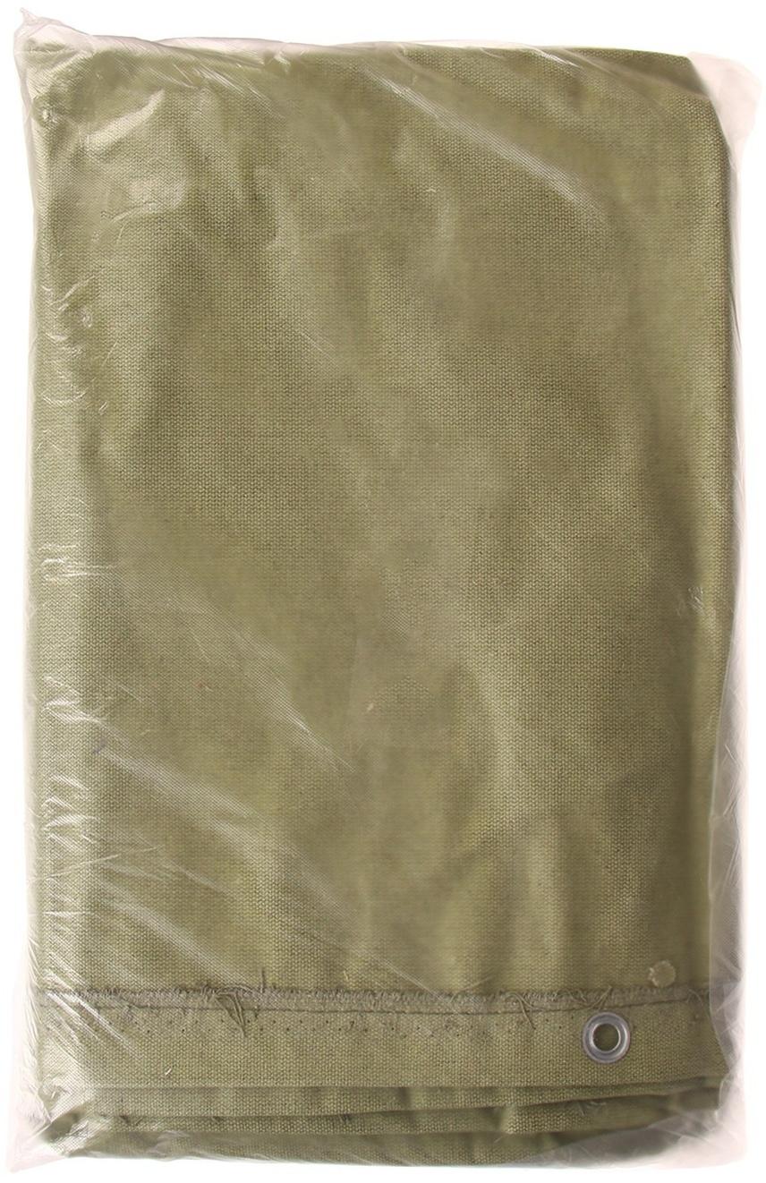 Брезент огнеупорный, 4 × 2 м, плотность 400 г/м², люверсы шаг 1 м, зелёный