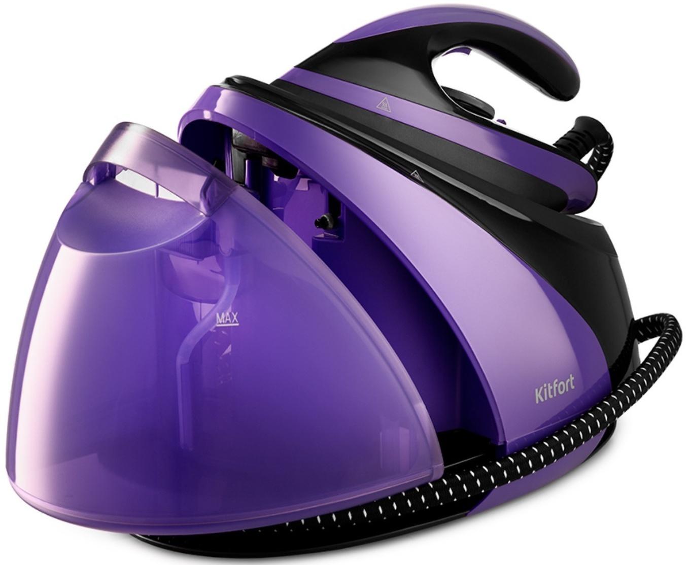 Парогенератор КТ-980, 3000 Вт, керамическая подошва, 120 г/мин, 1300 мл, чёрно-фиолетовый