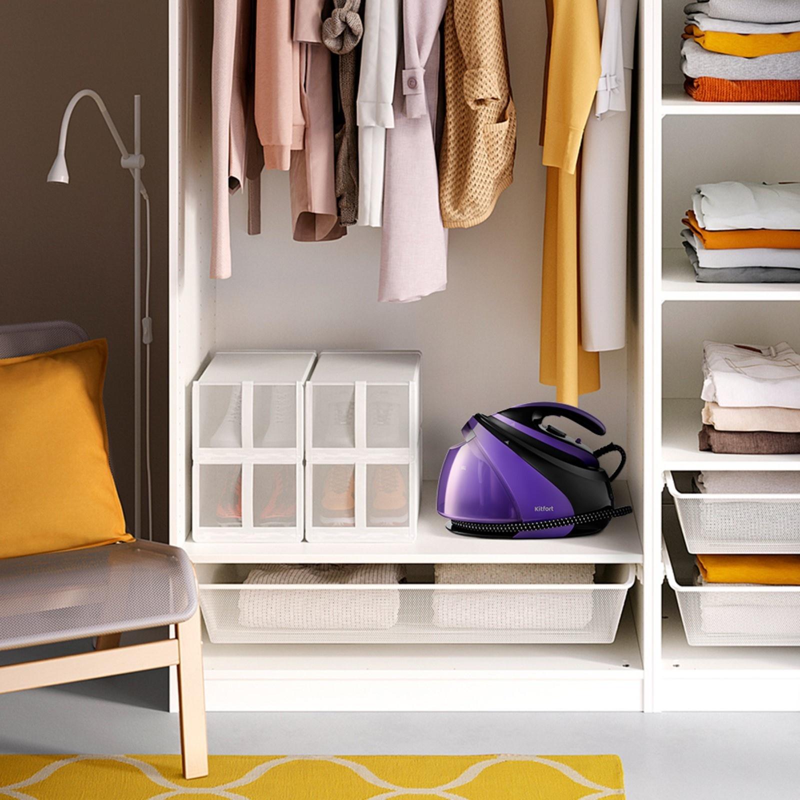 Парогенератор КТ-980, 3000 Вт, керамическая подошва, 120 г/мин, 1300 мл, чёрно-фиолетовый