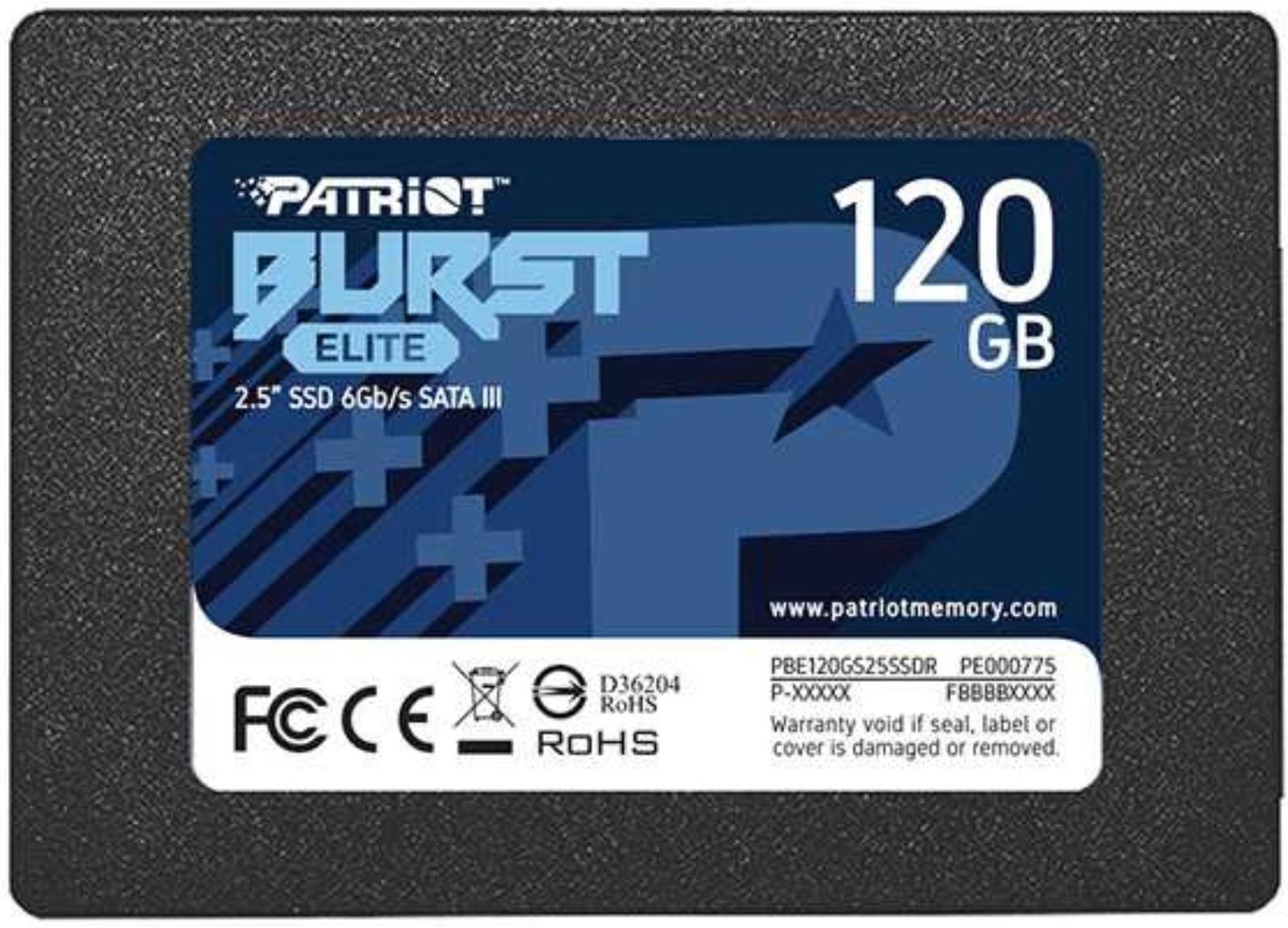 Накопитель SSD Patriot PBE120GS25SSDR, 120 Гб, SATA III, 2.5