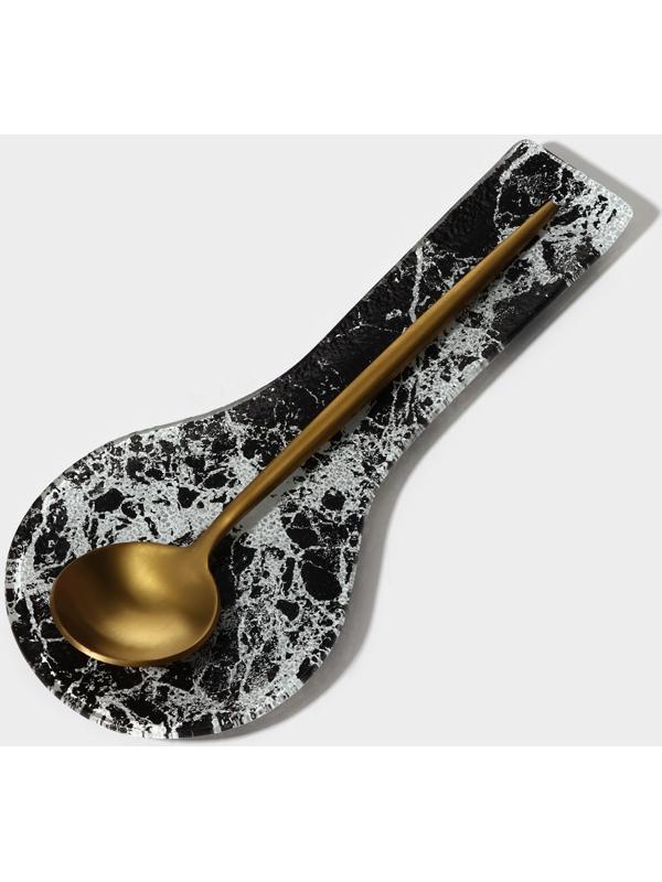 Подставка под ложку Magistro «Мрамор», 24×11×1 см, цвет чёрный