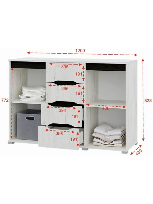 Комод Вега 1200, 1200х828х430, Крафт белый/Венге