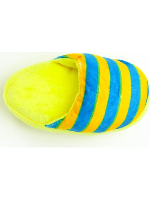 Игрушка для собак «Тапок», 15 см, жёлтая в полоску