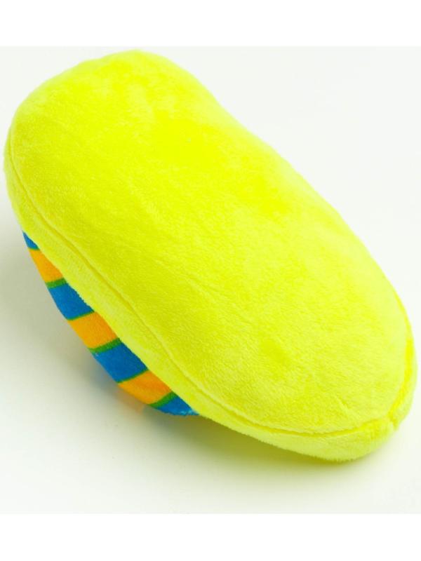 Игрушка для собак «Тапок», 15 см, жёлтая в полоску