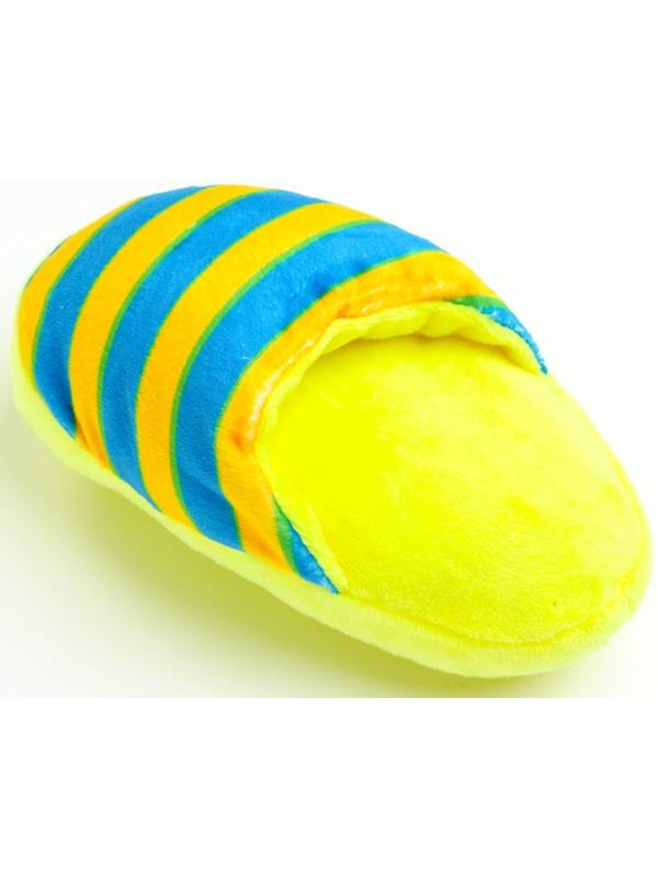 Игрушка для собак «Тапок», 15 см, жёлтая в полоску